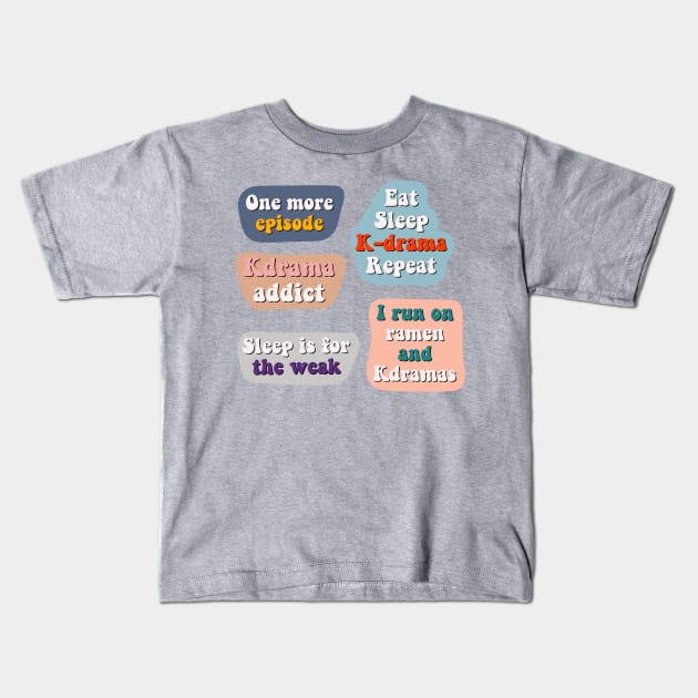 Kdrama Sticker Pack Kids T-Shirt by Slletterings